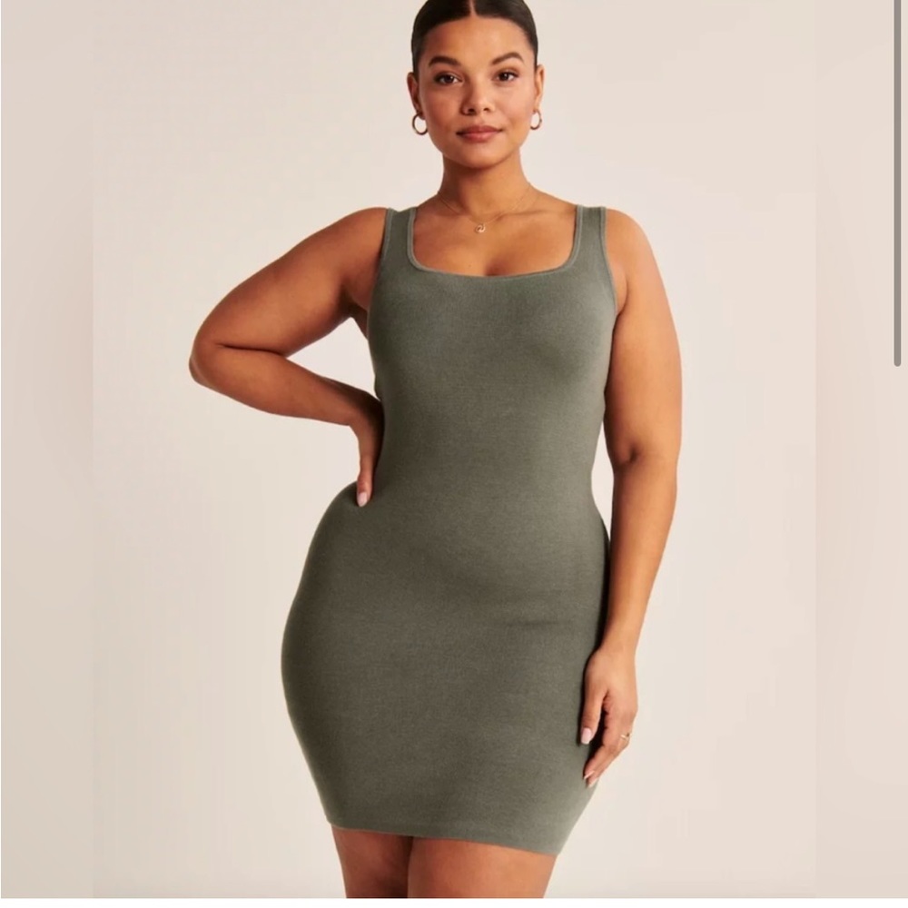 Abercrombie olive stretch 90s mini dress xs